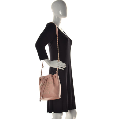 Chanel Caviar Deauville Drawstring Bucket Bag Light Pink 2 of 10