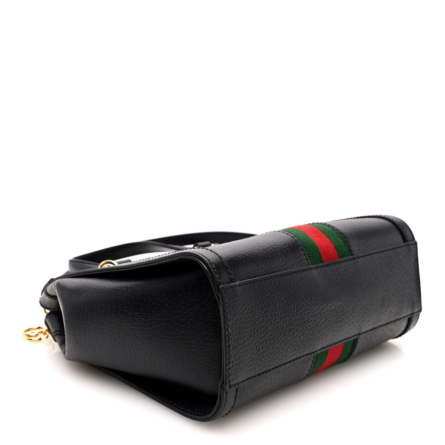Textured Calfskin Web Small Ophidia Tote Bag Black