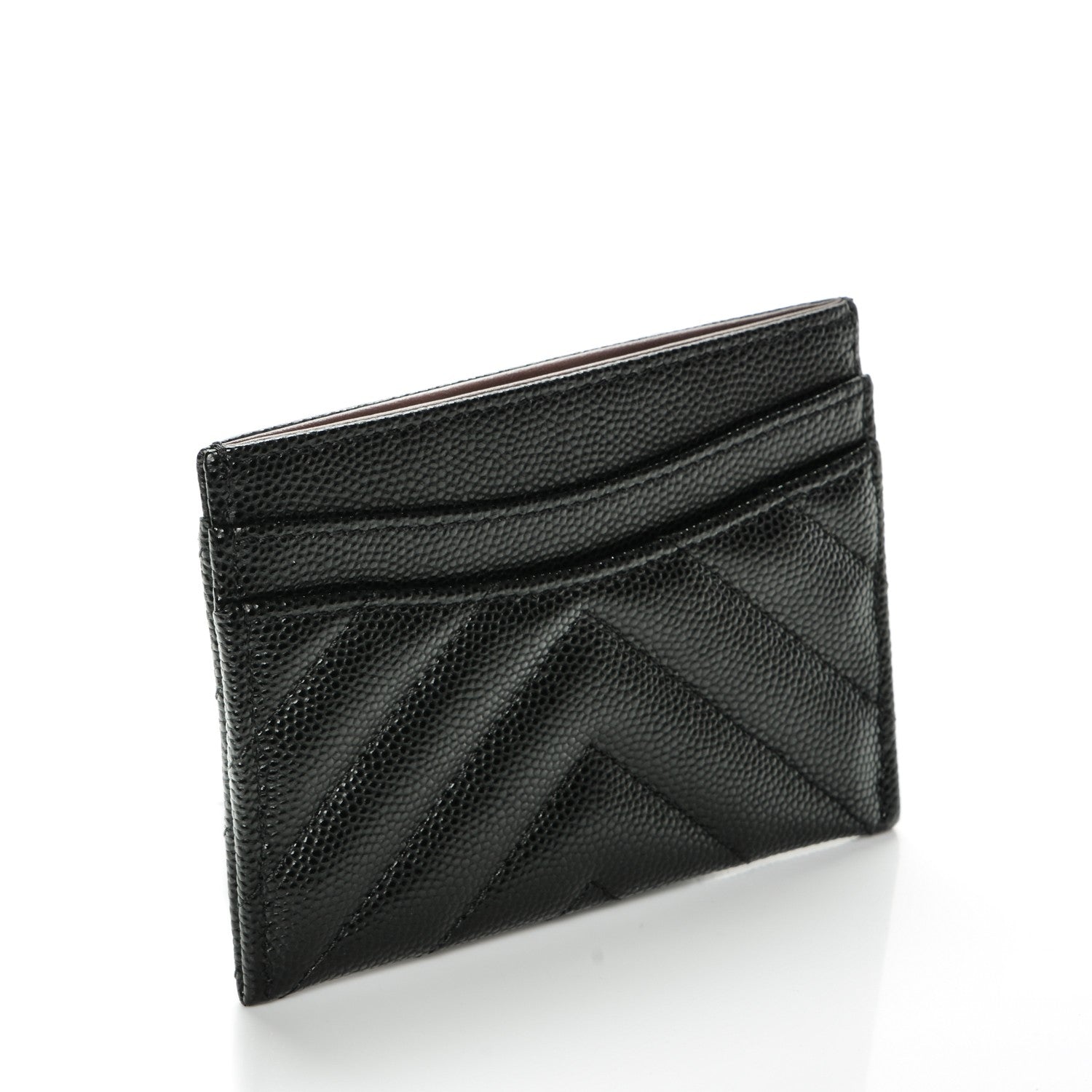 Chanel Caviar Chevron Quilted Card Holder Black 3 of 8