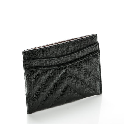 Chanel Caviar Chevron Quilted Card Holder Black 3 of 8