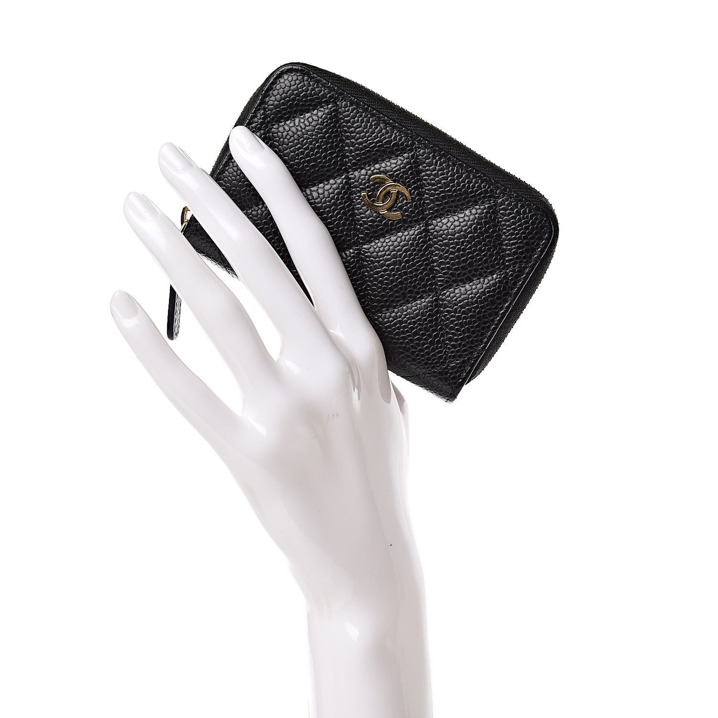 Caviar Quilted Zip Coin Purse Black