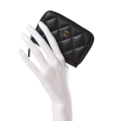 Chanel Caviar Quilted Zip Coin Purse Black 2 of 8