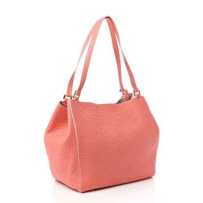 Burberry Signature Grain Calfskin Check Embossed Small Canterbury Tote Rose Pink 3 of 10