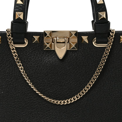 Valentino Garavani Grainy Calfskin Mini Rockstud Shopping Bag Black 5 of 9