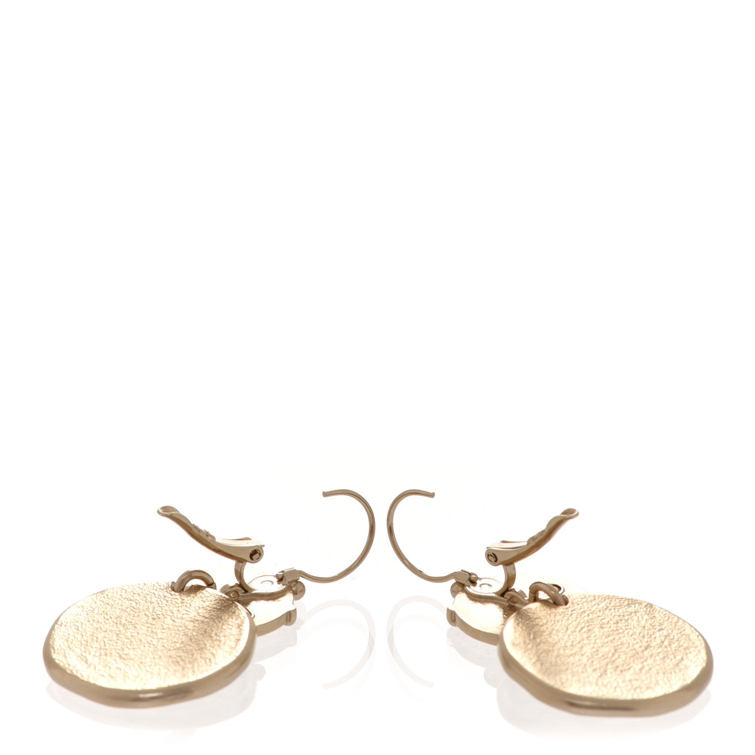 Chanel Metal Round CC Medallion Drop Earrings Gold 3 of 5