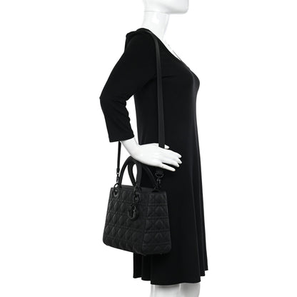 Christian Dior Ultra Matte Calfskin Cannage Medium Lady Dior Black 2 of 10