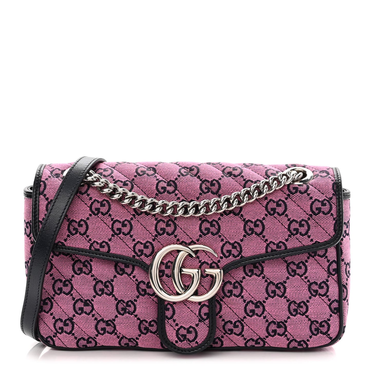 Monogram Multicolor Matelasse Diagonal Small GG Marmont Shoulder Bag Pink Blue