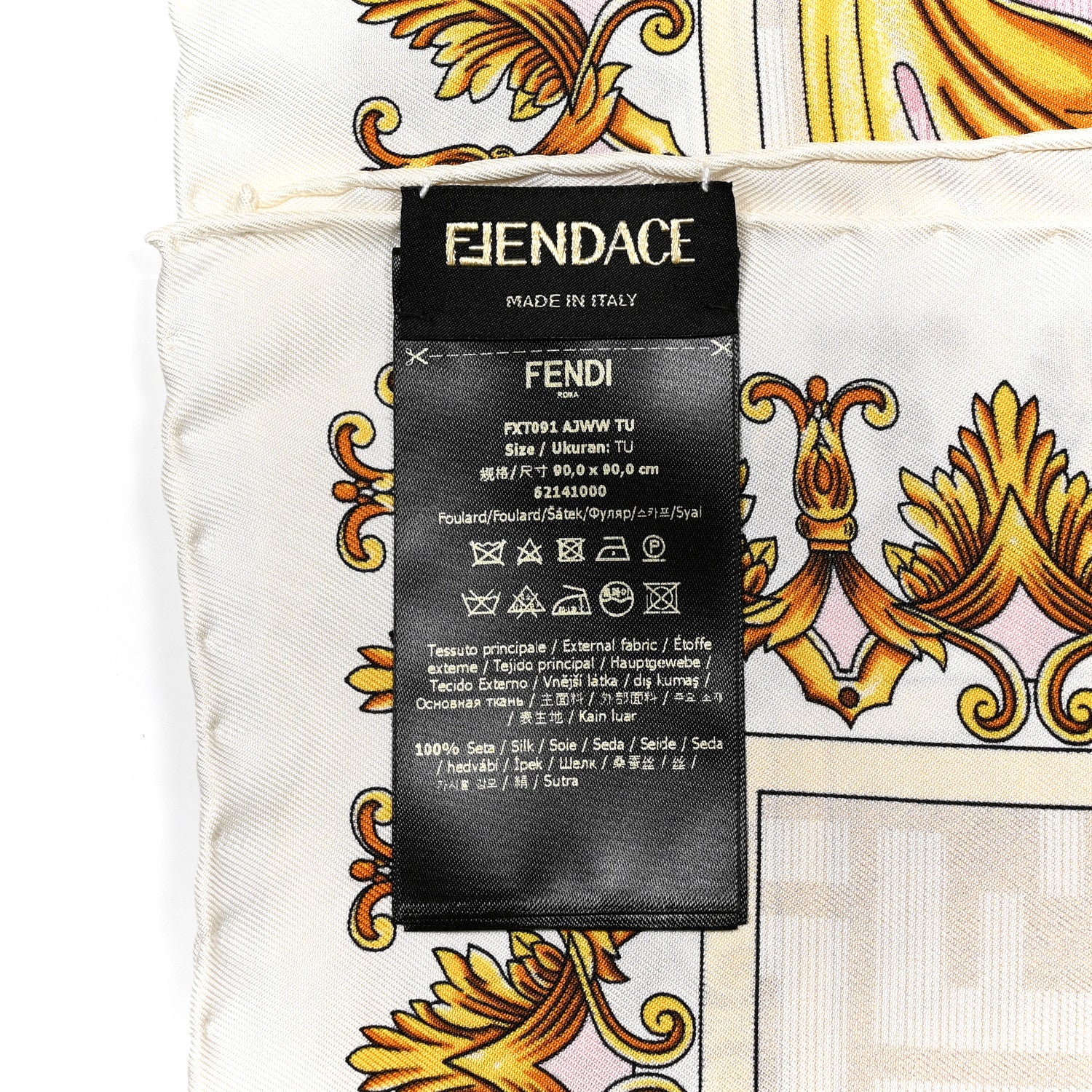 Fendi X VERSACE Silk FF Baroque Fendace Scarf White Multicolor 2 of 3