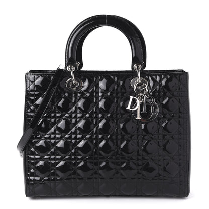 Christian Dior Patent Cannage Large Lady Dior Black 1 of 9