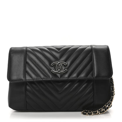 Chanel Calfskin Quilted Daily Chevron Clutch Black 1 of 10