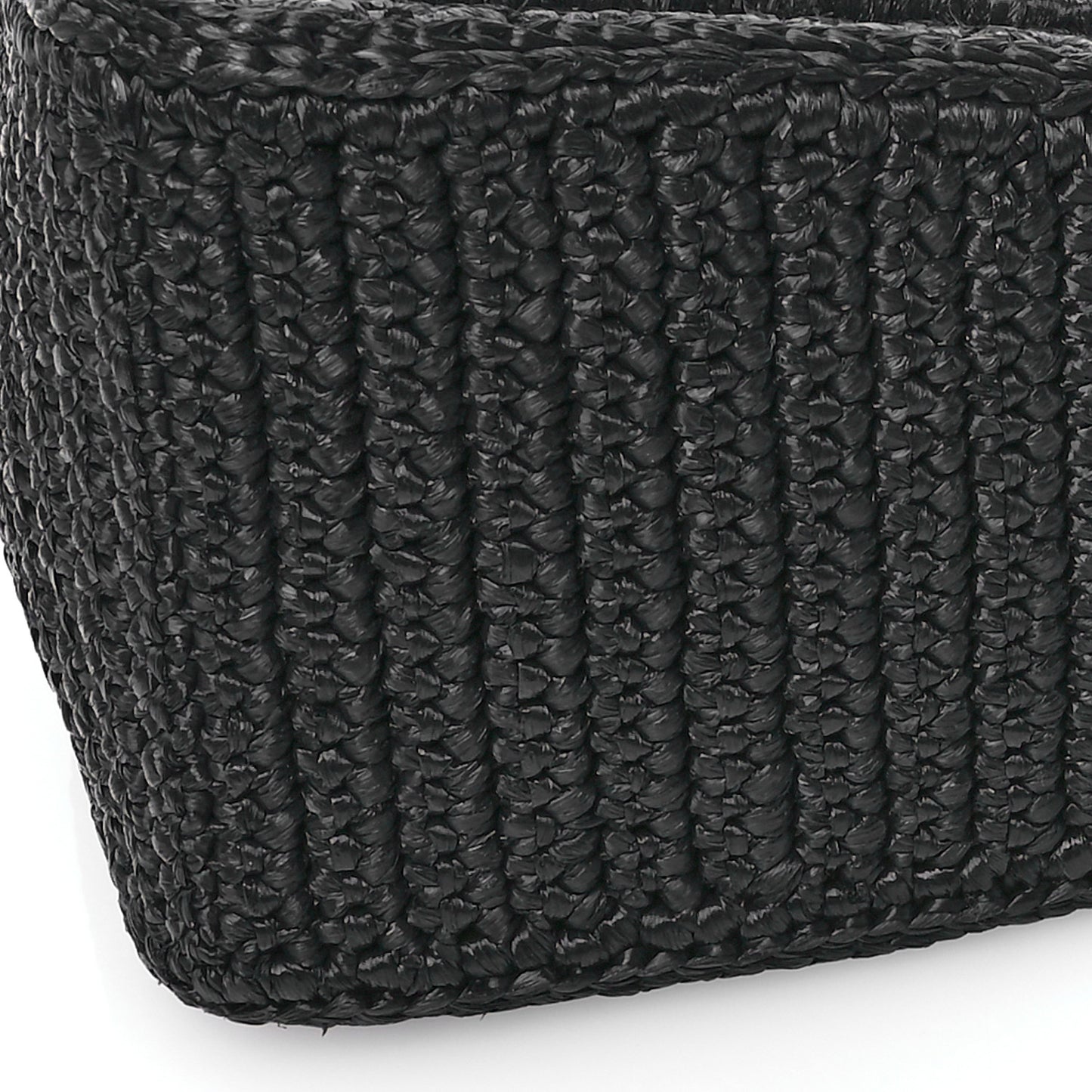Yarn Raffia Effect Crochet Triangle Shoulder Bag Black