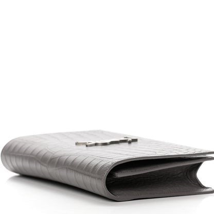 Saint Laurent Crocodile Embossed Classic Kate Monogram Clutch Fog 12 of 12