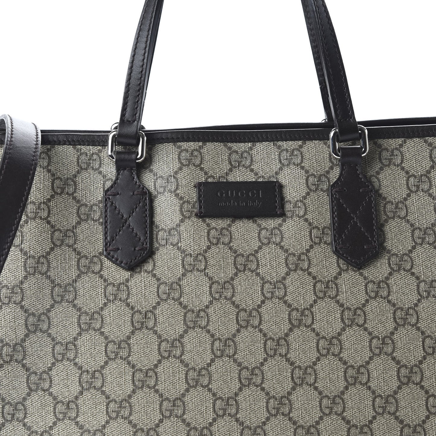 GG Supreme Monogram Medium Zippered Tote Dark Brown