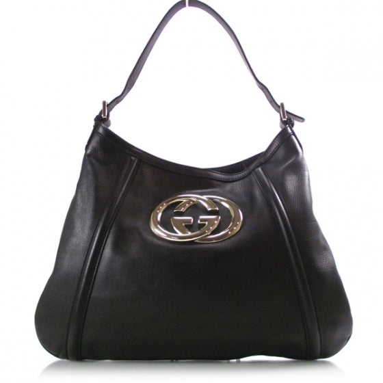 Leather Medium Britt Shoulder Bag Black