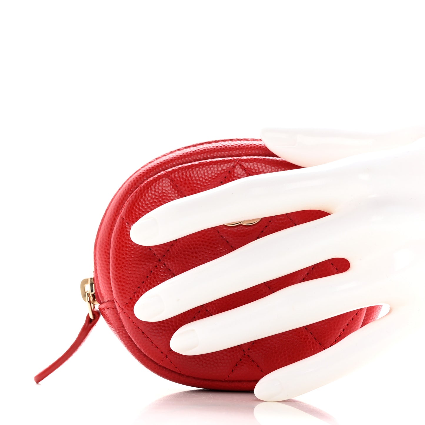 Caviar Quilted Zip Around Classic Coin Purse Red
