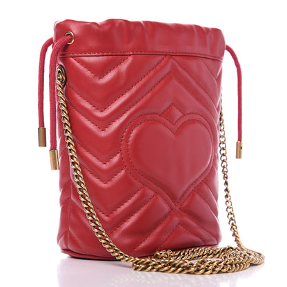 Gucci Calfskin Matelasse Mini GG Marmont 2.0 Bucket Bag Hibiscus Red 3 of 9