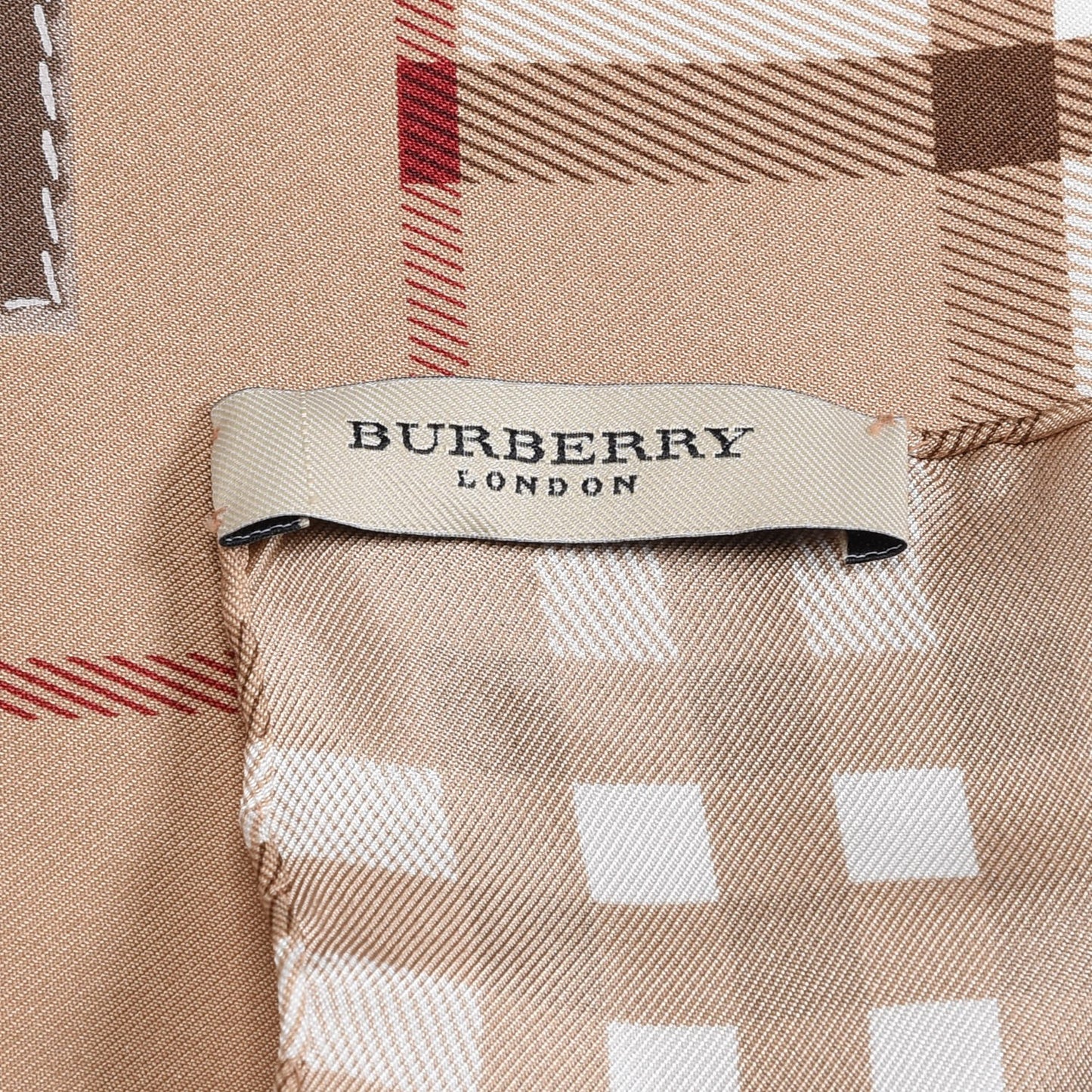 Silk Haymarket Check Scarf Beige