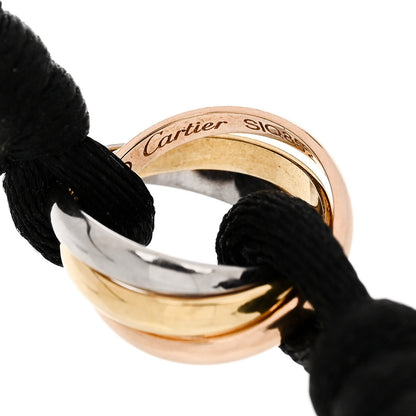 Cartier 18K Pink Yellow White Gold Trinity Adjustable Cord Bracelet Black 3 of 5