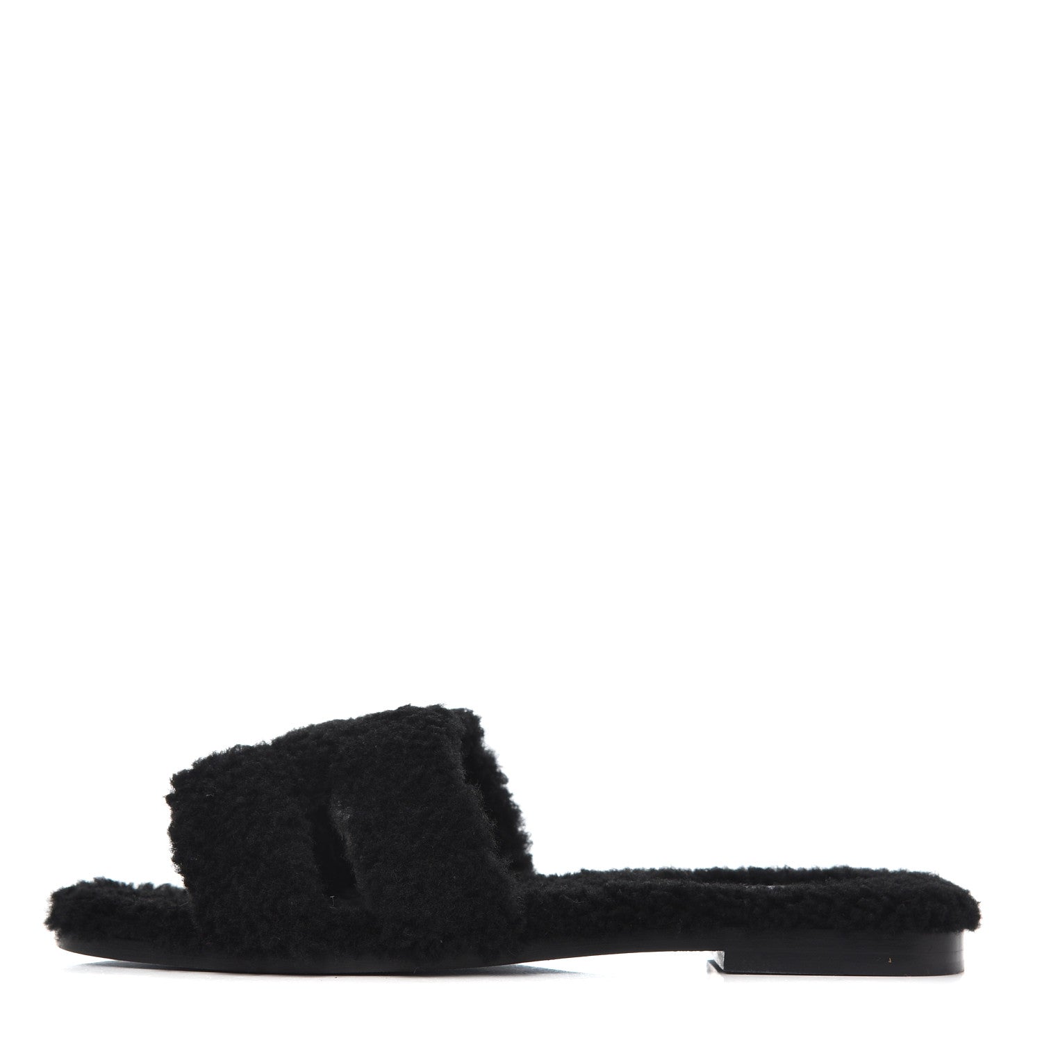 Hermes Woolskin Oran Sandals 39.5 Black 1 of 12