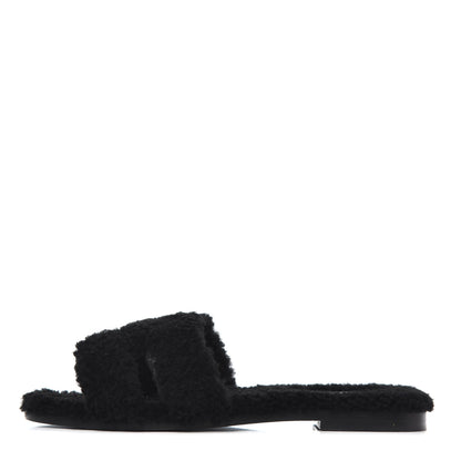Hermes Woolskin Oran Sandals 39.5 Black 1 of 12