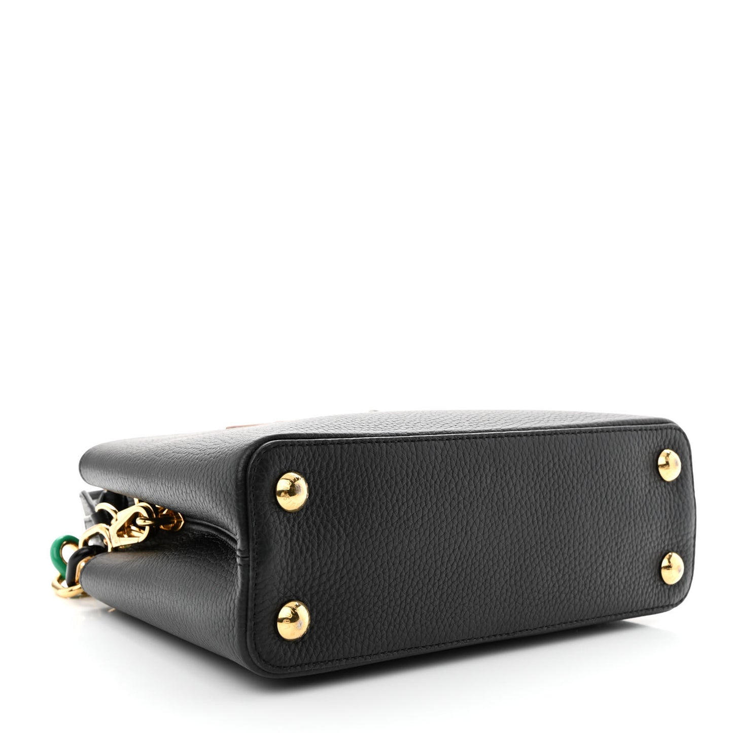 Taurillon Enamel Chain Capucines BB Black Multicolor