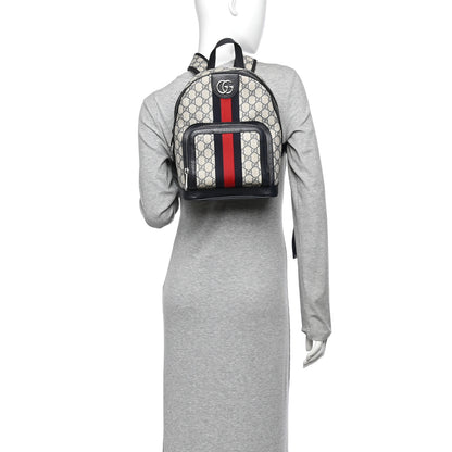 Gucci GG Supreme Monogram Textured Dollar Calfskin Web Small Ophidia Day Backpack Beige Blue Black 2 of 10