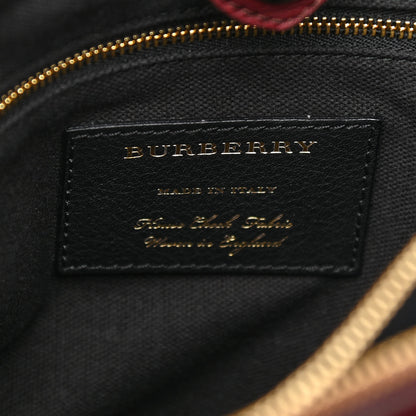 Burberry Grainy Calfskin House Check Medium Banner Tote Mahogany Red 8 of 11