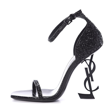 Saint Laurent Glitter Opyum Sandals 36 Black 1 of 7