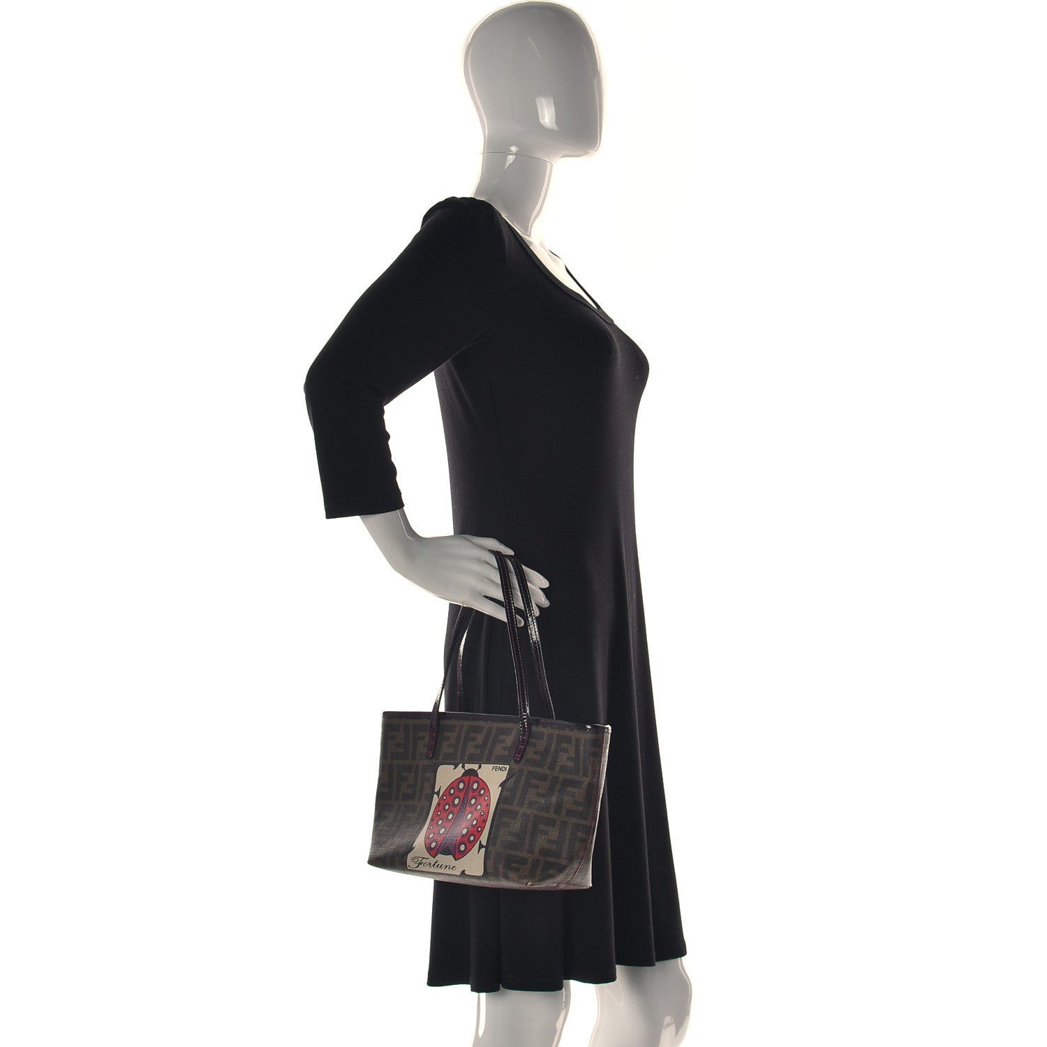 Fendi Zucca Spalmati Ladybug Print Mini Roll Tote Tobacco Pink 2 of 11
