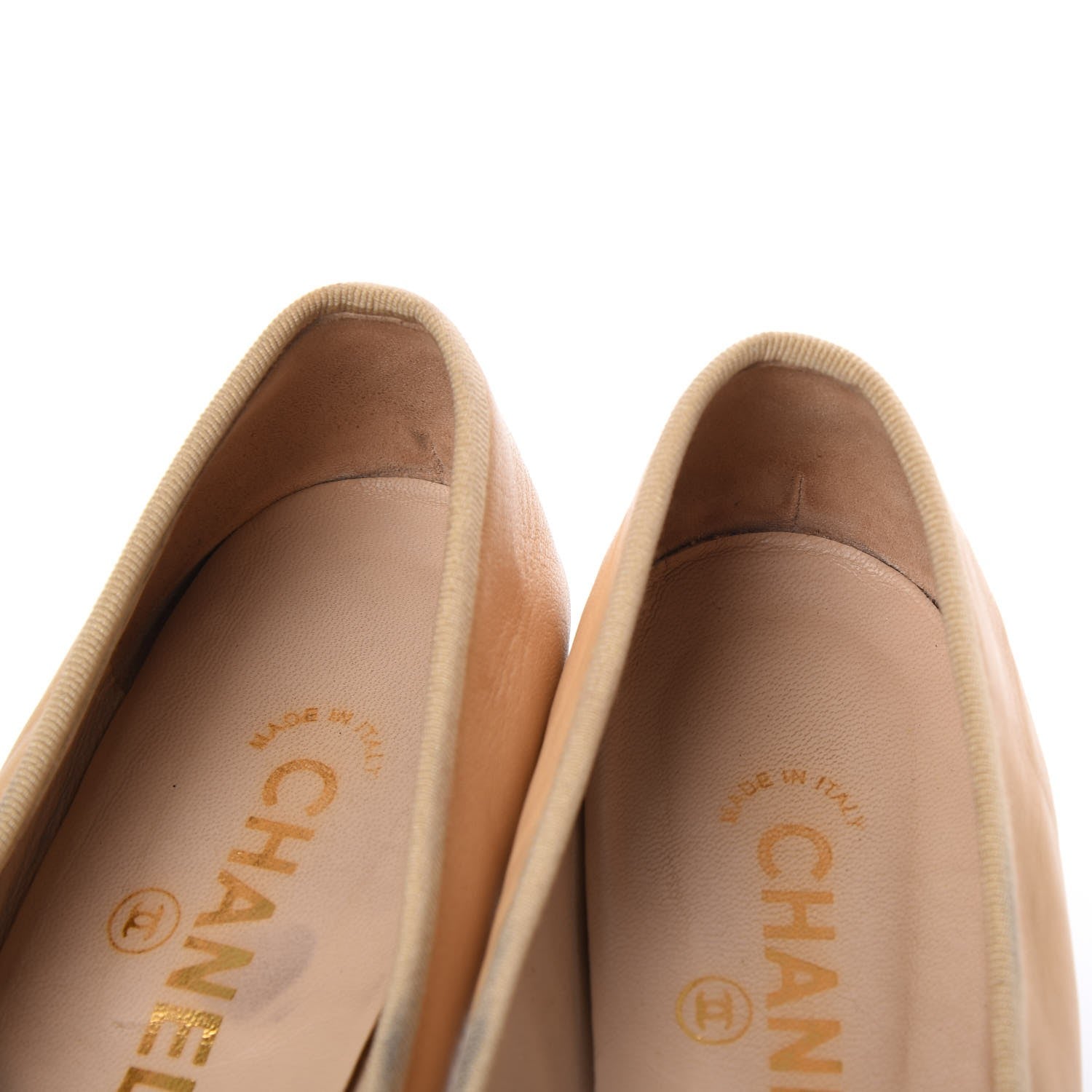 Chanel Lambskin CC Cap Toe Ballerina Flats 38 Beige Black 17 of 18