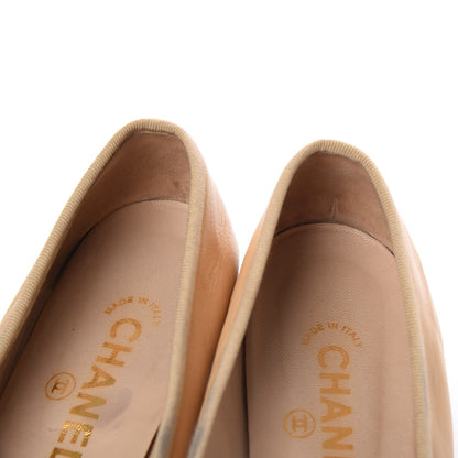 Chanel Lambskin CC Cap Toe Ballerina Flats 38 Beige Black 17 of 18