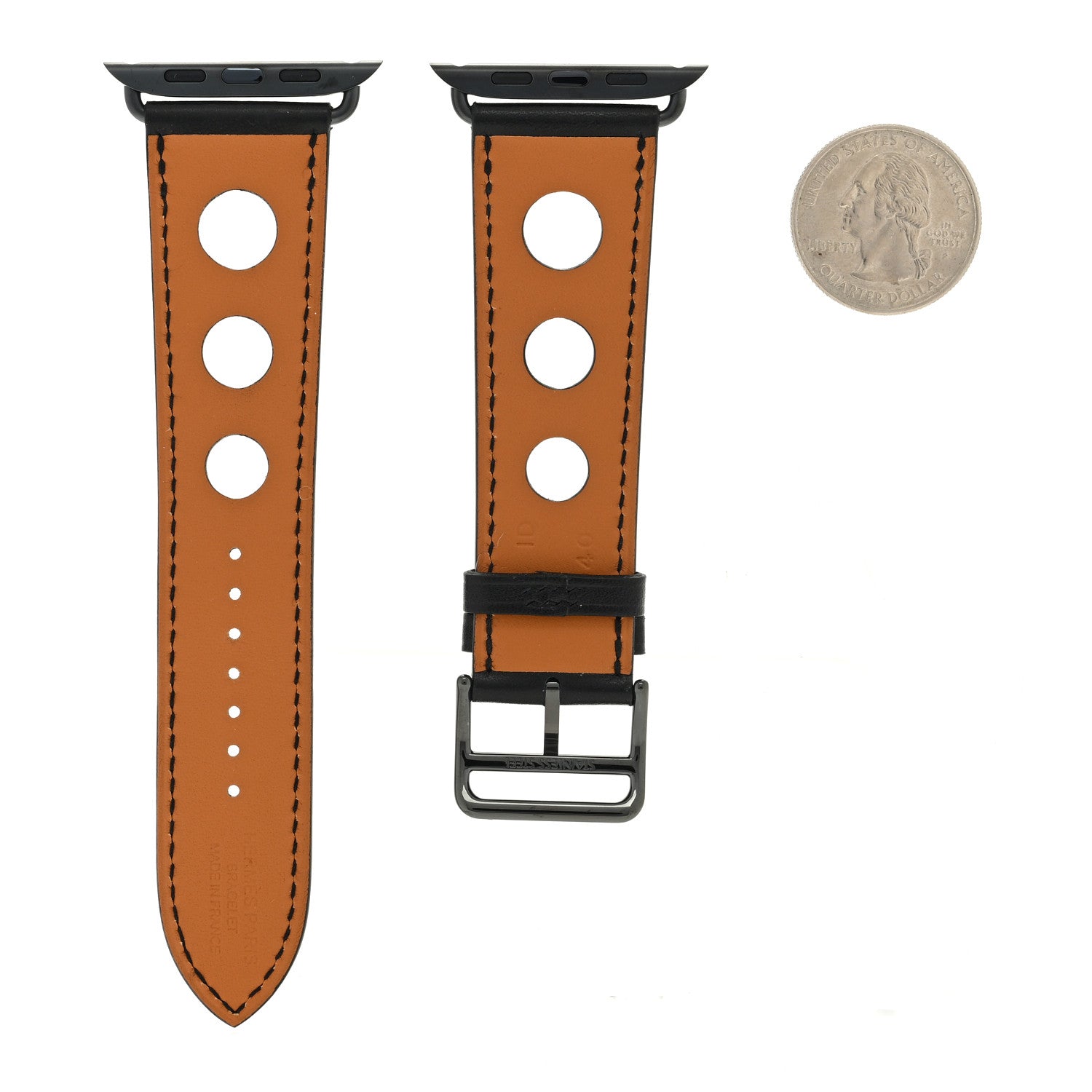 Hermes Gala Calfskin 44mm Rallye Apple Watch Single Tour Band Black 2 of 5