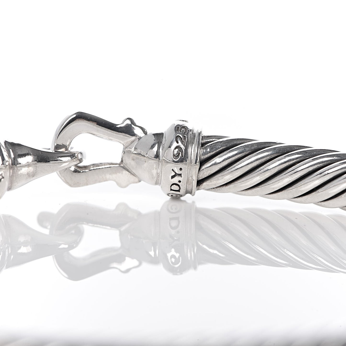 Sterling Silver Diamond 5mm Cable Buckle Bracelet