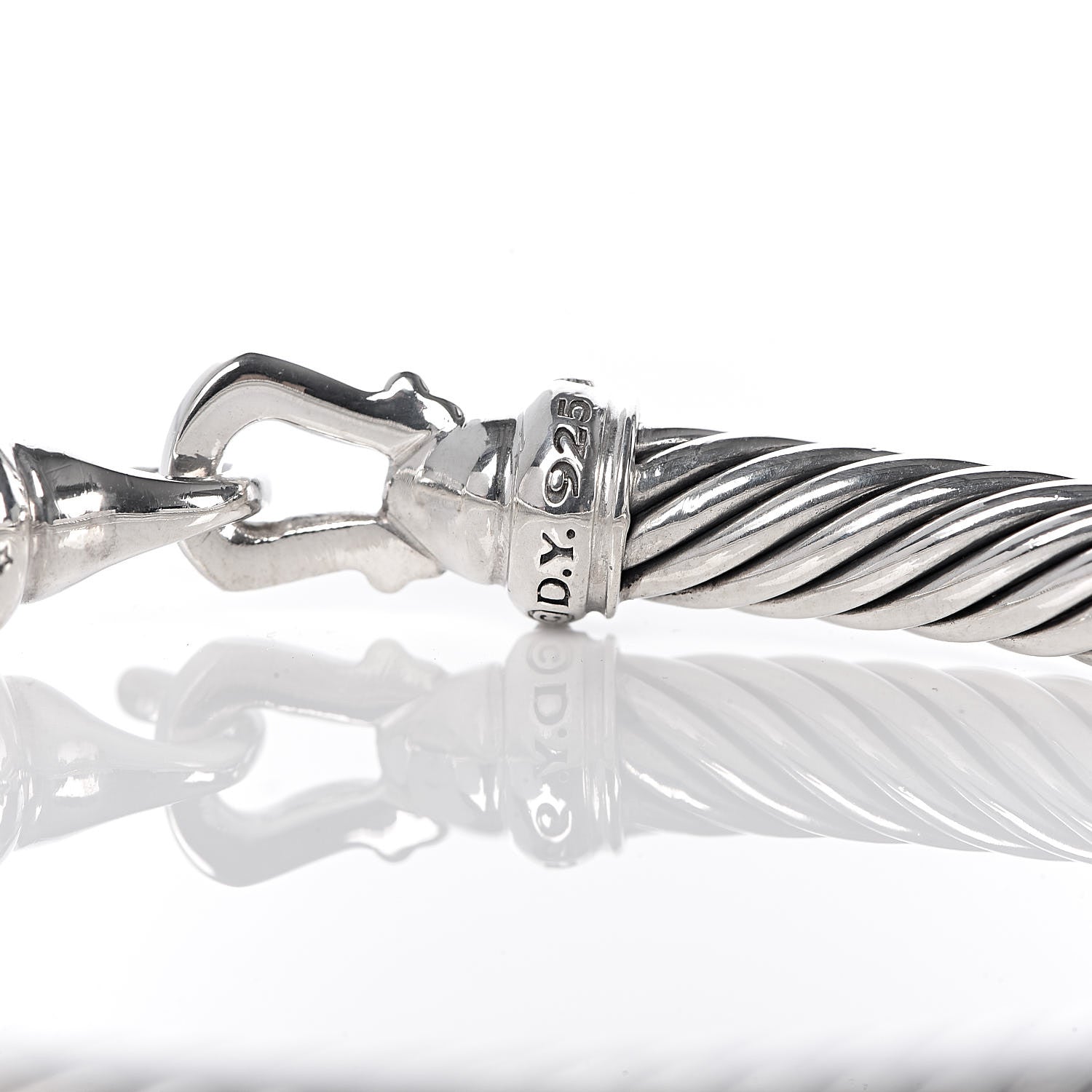 David Yurman Sterling Silver Diamond 5mm Cable Buckle Bracelet 5 of 5