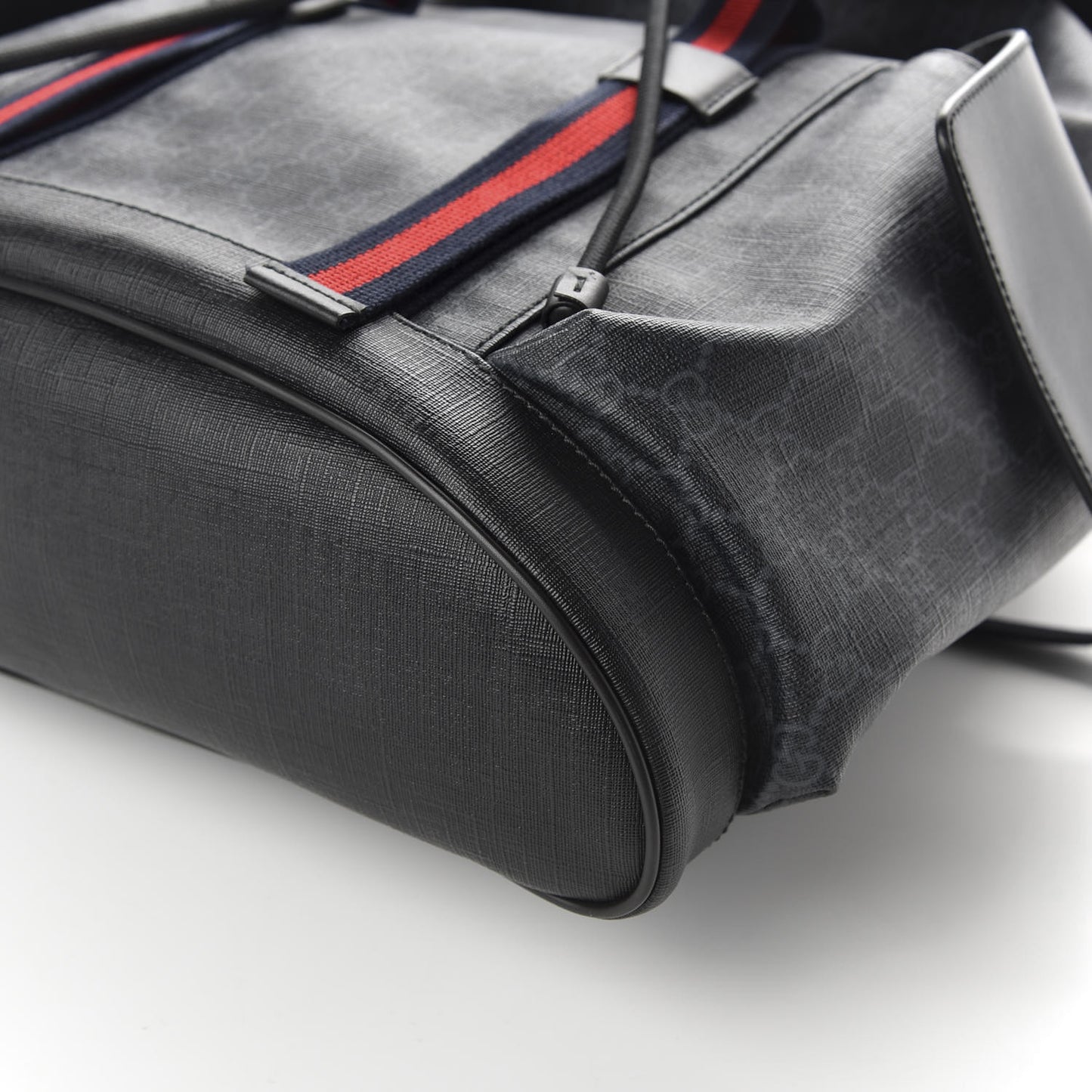 Soft GG Supreme Monogram Appia Calfskin Web Double Buckle Backpack Black