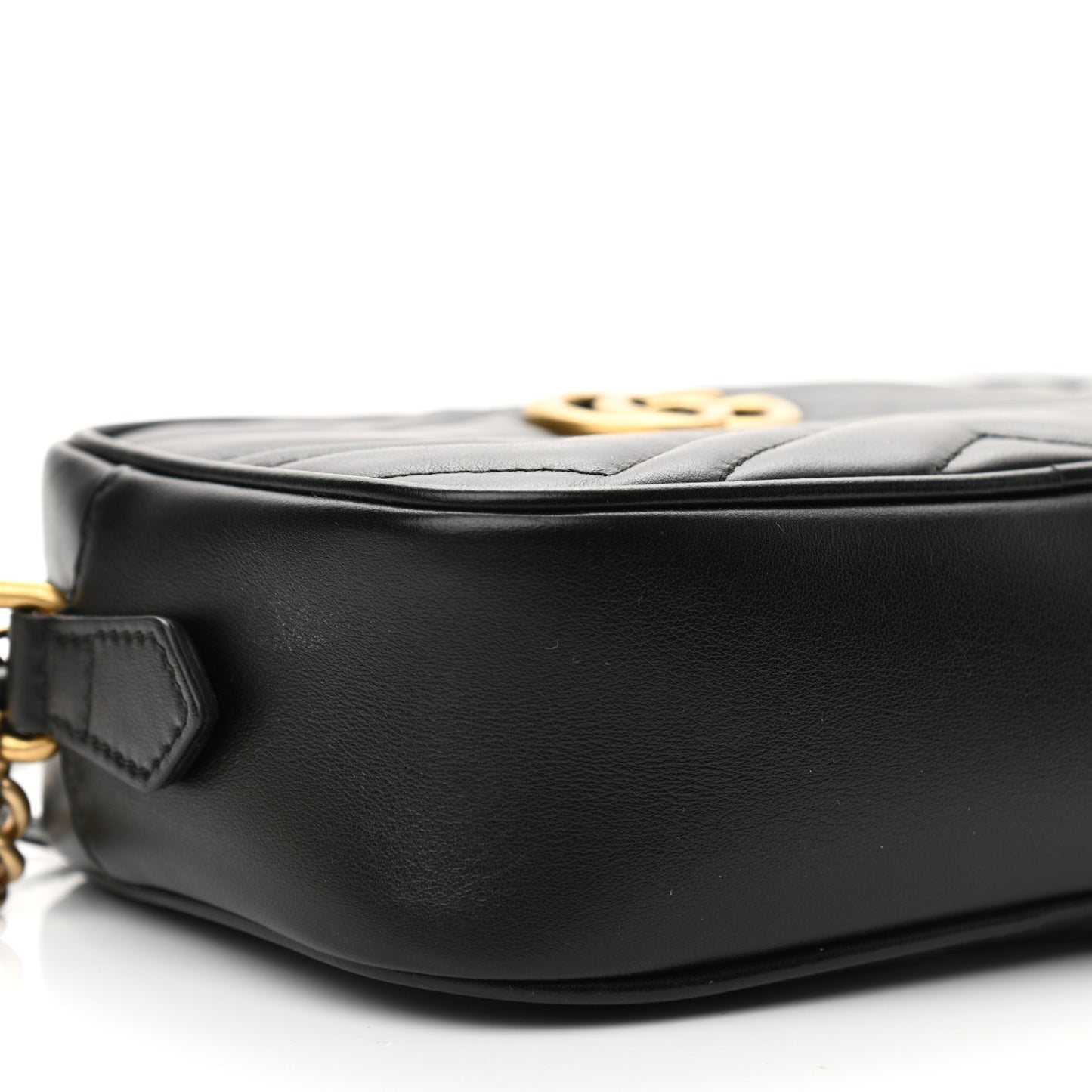 Calfskin Matelasse Mini GG Marmont Chain Shoulder Bag Black