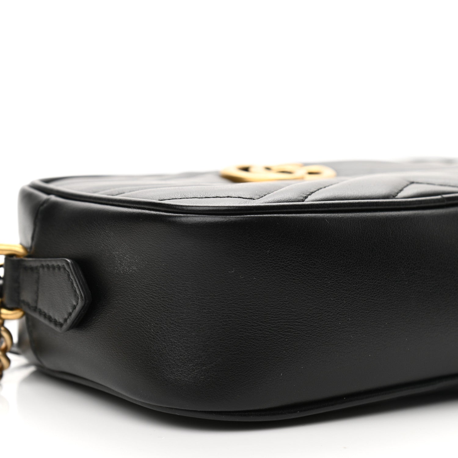 Gucci Calfskin Matelasse Mini GG Marmont Chain Shoulder Bag Black 9 of 11