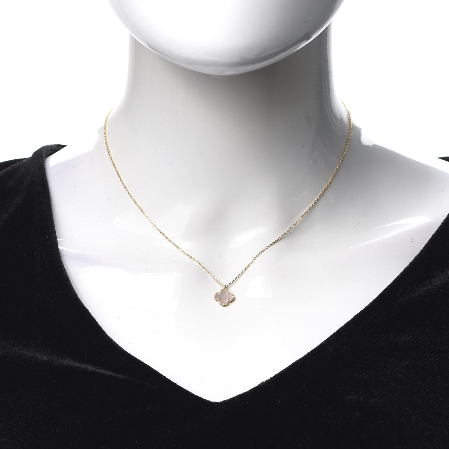 18K Yellow Gold Mother of Pearl Sweet Alhambra Pendant Necklace
