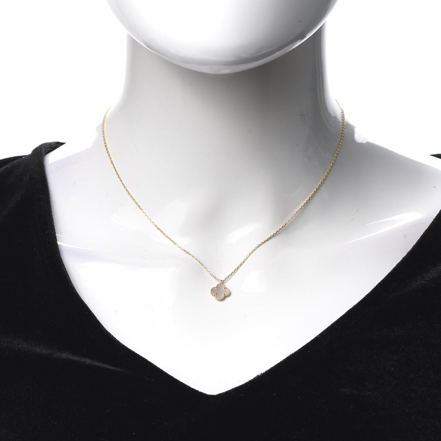 Van Cleef & Arpels 18K Yellow Gold Mother of Pearl Sweet Alhambra Pendant Necklace 2 of 8