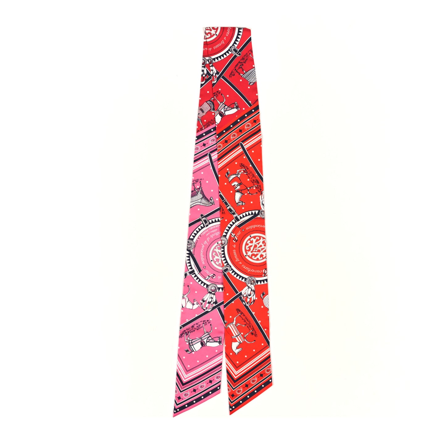 Silk Couvertures et Tenues de Jour Bandana Maxi Twilly Slim Rose Vif Rouge Vermillon