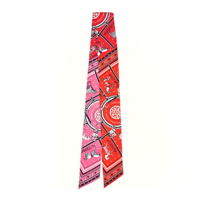 Hermes Silk Couvertures et Tenues de Jour Bandana Maxi Twilly Slim Rose Vif Rouge Vermillon 2 of 4