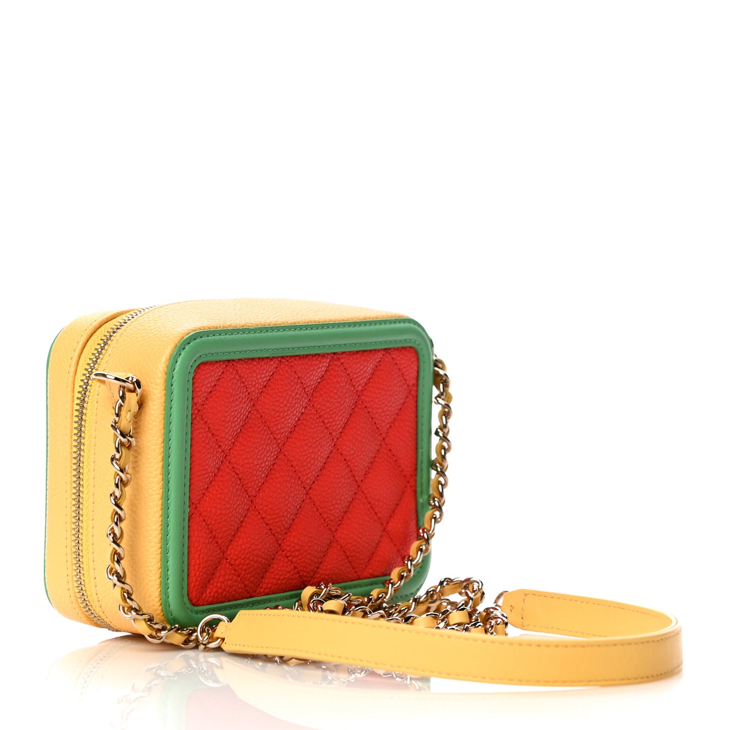 Caviar Quilted Filigree Vanity Clutch With Chain Multicolor