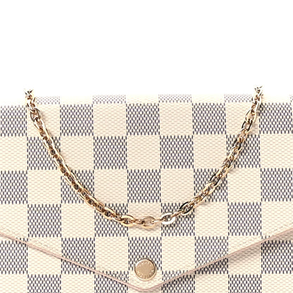 Louis Vuitton Damier Azur Pochette Felicie Chain Wallet Rose Ballerine 9 of 11