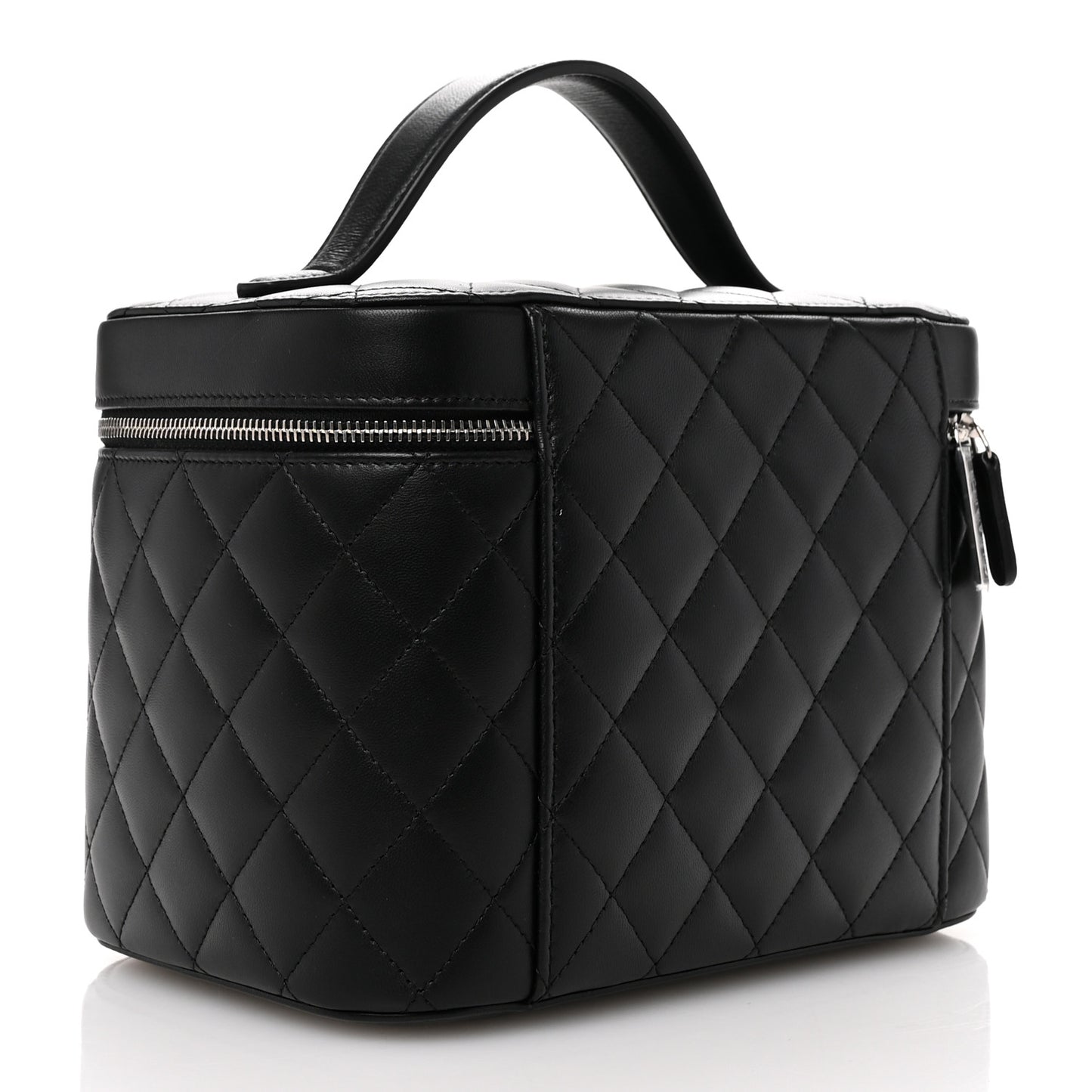 Lambskin Quilted Large Vanity Pouch Black