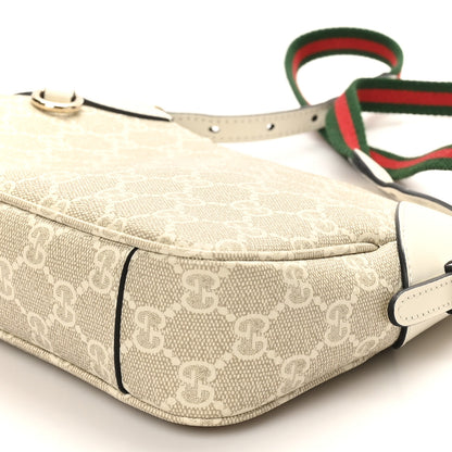 Gucci GG Supreme Monogram Textured Calfskin Small Emblem Shoulder Bag Beige Mystic White 10 of 10