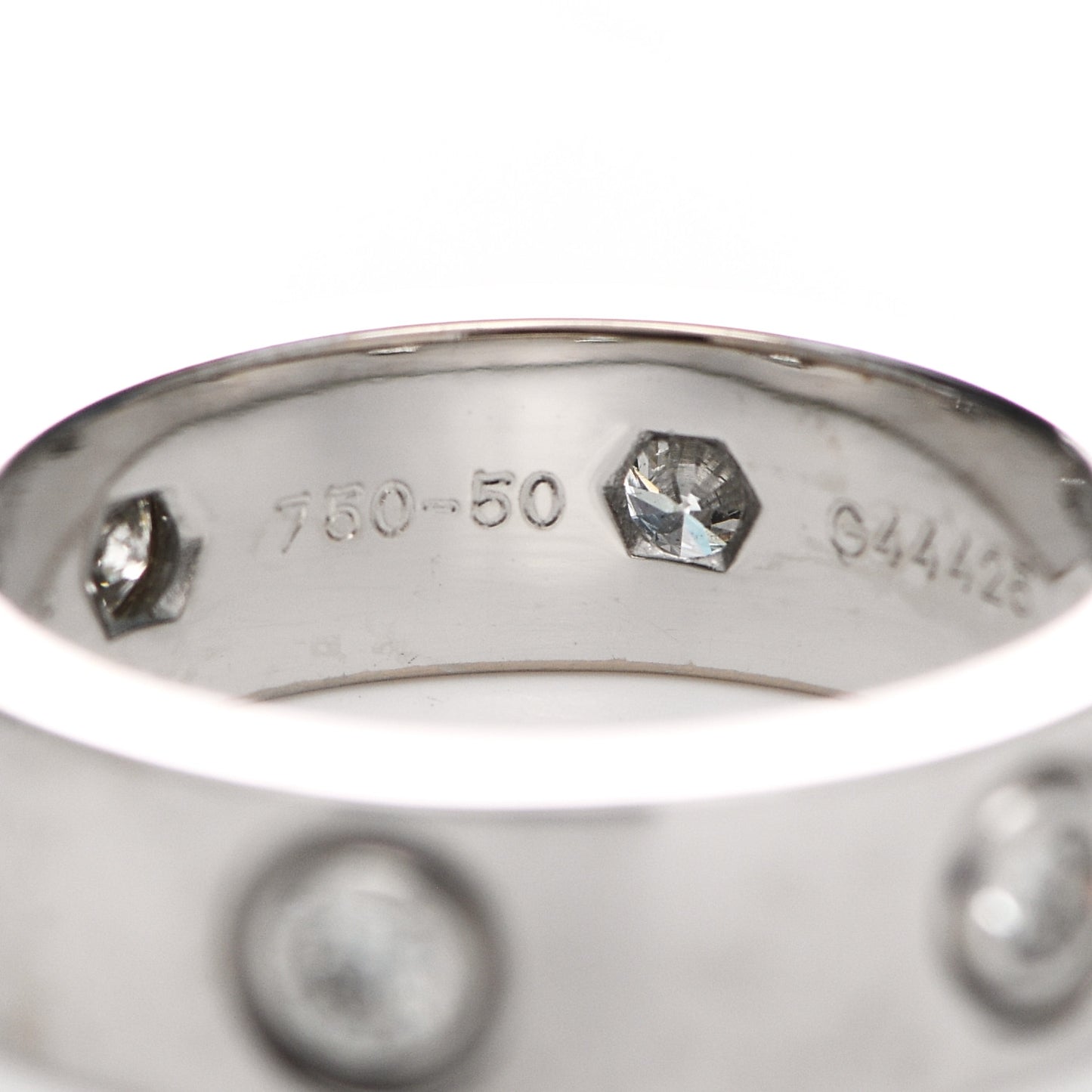 18K White Gold 6 Diamond 5.5mm LOVE Ring 50 5.25