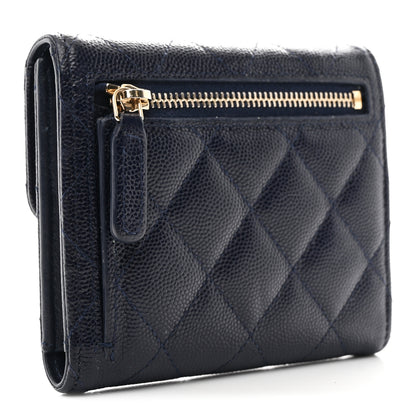 Chanel Caviar Quilted Compact Flap Wallet Navy 3 of 8
