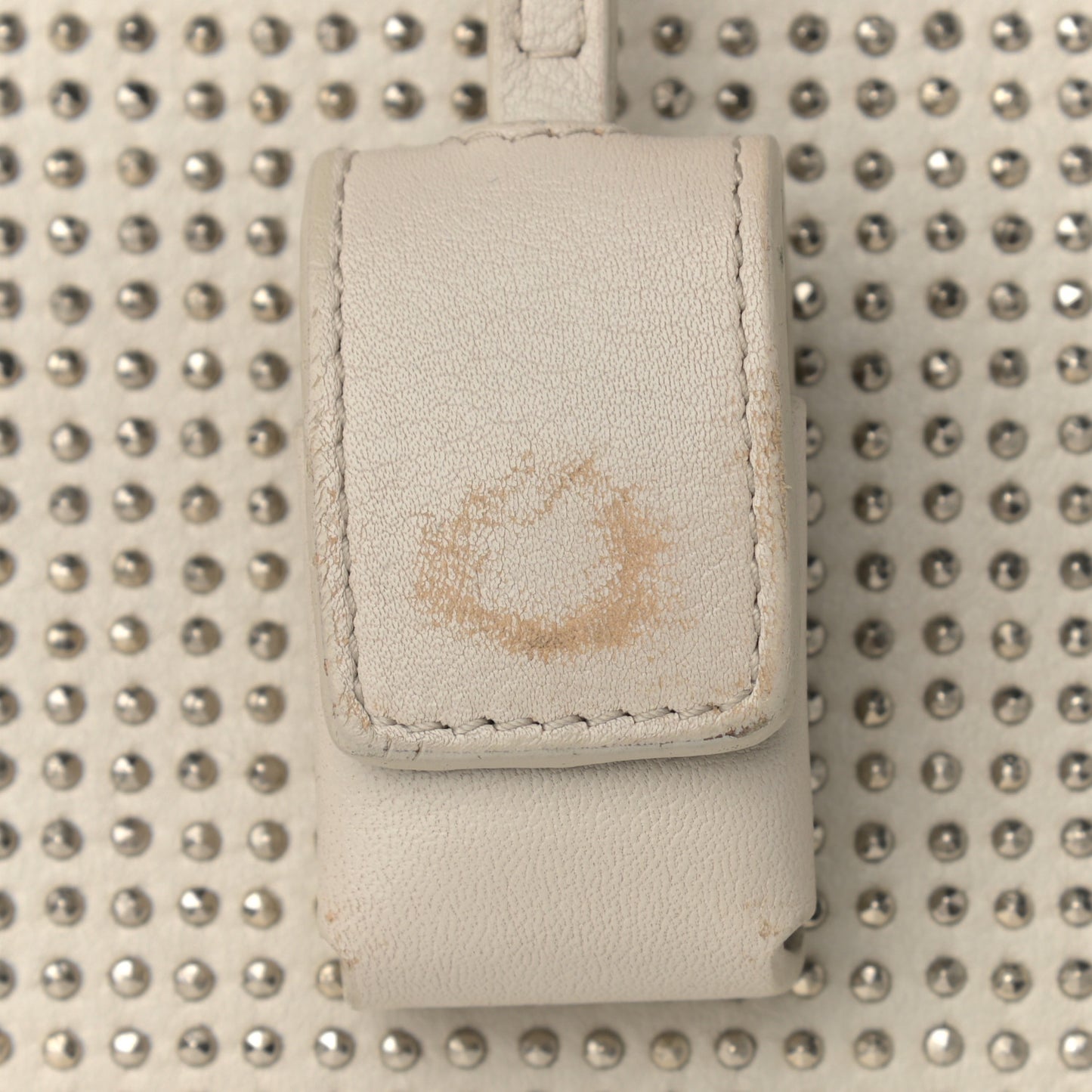 Calfskin Studded Small Sac De Jour White