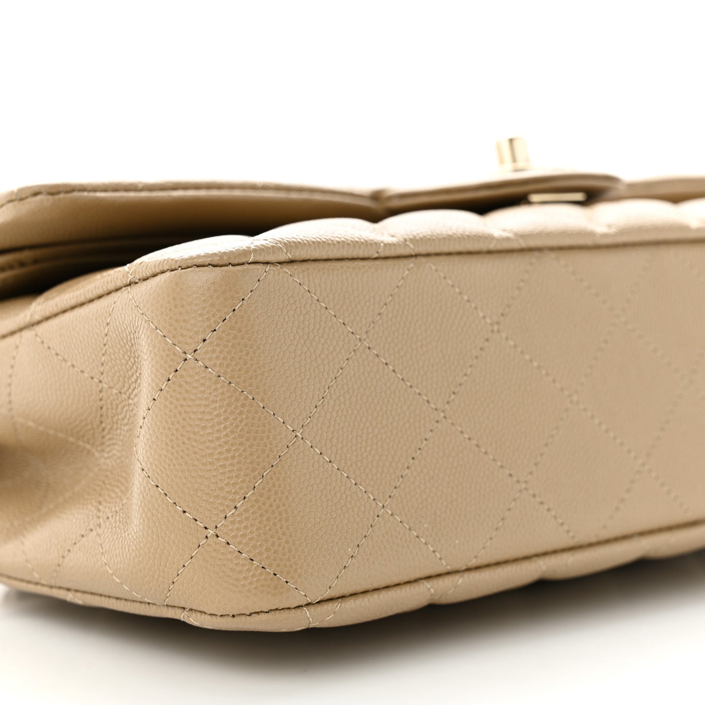 Caviar Quilted Medium Double Flap Dark Beige