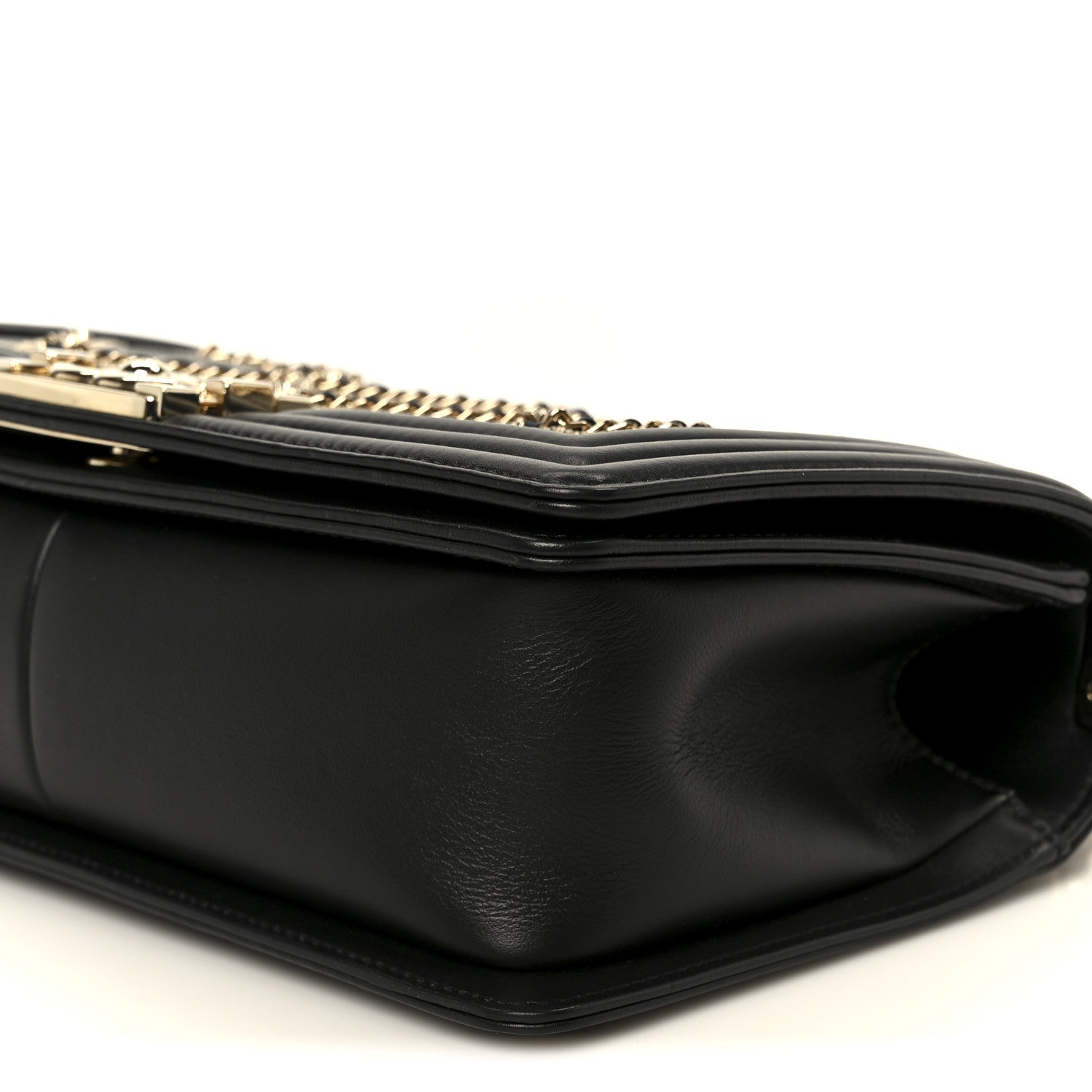 Chanel Calfskin Quilted Medium Chain Detail Boy Flap Black 10 of 10